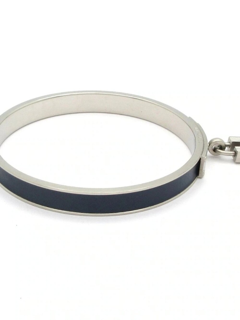 HERMES Kelly Bangle Silver Navy Hardware Leather Bangle - Picture 2 of 5